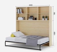 Lit mural Murphy multifonctionnel moderne en chêne avec bureau intégré, lit escamotable et rangement pour appartement, hôtel, chambre à coucher, gain de place