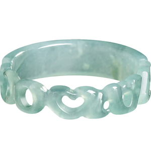 Natural genuine jade blue water LOVE heart-shaped <b>ring</b>, ice-grade jade jewelry for couples, men's and women's styles - Product Image 5