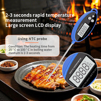 Termometer Daging Digital Bacaan Instan Layar LCD Besar dengan Lampu Latar Tahan Air untuk Memasak, Menggoreng, BBQ, Memanggang, Permen, Oven, dan Memanggang Kue