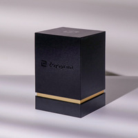 Boîte d'emballage en carton rigide noir de luxe personnalisée avec couvercle et base dorés, boîte cadeau pour parfum, soins de la peau, cosmétiques
