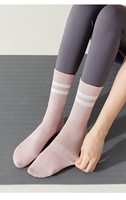 Chaussettes de yoga pour femmes à bout ouvert, rayées, tricotées, avec semelle en tissu éponge et grip antidérapant en silicone, pour Pilates, danse et fitness, vente en gros OEM