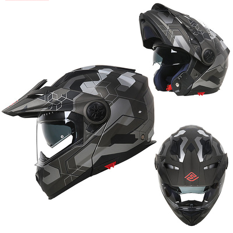FASEEDフルフェイスオートバイヘルメットモトクロスダブルレンズ