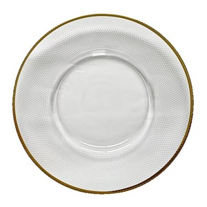 Assiette de service en verre noir classique K11 écologique de 13 pouces pour assiettes à dîner avec design à bord martelé - Product Image 6