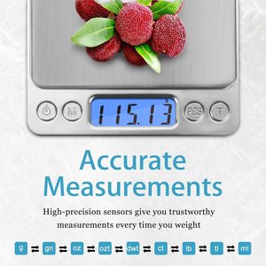 Báscula de alimentos para cocinar y hornear Pantalla LCD Función de <span class=keywords><strong>tara</strong></span> Mini báscula de Cocina Digital de acero inoxidable - Product Image 6