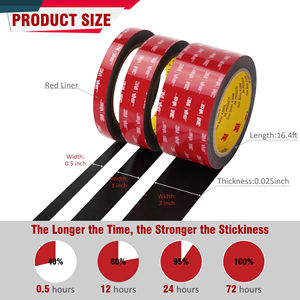 Ruban adhésif double face 3M VHB 5925 noir, ruban adhésif en mousse résistant et imperméable, adapté à la décoration de bande lumineuse LED pour camping-car - Product Image 2