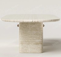 Table à manger ovale en travertin de style nordique moderne avec pieds courbes pour la maison et l'hôtellerie, meubles en pierre écologiques