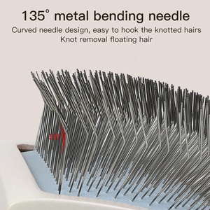 Spazzola <span class=keywords><strong>Slicker</strong></span> da Toelettatura per Cani e Gatti con Perni Lunghi in Legno e Logo Personalizzato all'Ingrosso - Product Image 2