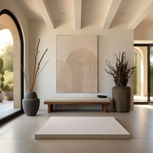 Lienzo Decorativo Contemporáneo, Grande, Estilo Wabi Sabi, Minimalista, Beige, Abstracto, Tranquilo, Pintura Moderna sobre Lienzo para Hogar y Galería - Product Image 4