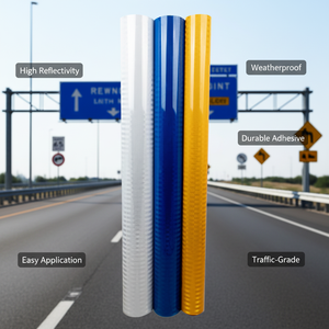 <span class=keywords><strong>Film</strong></span> réfléchissant prismatique pour signalisation routière, <span class=keywords><strong>film</strong></span> rétro-réfléchissant pour marquage routier, <span class=keywords><strong>film</strong></span> imperméable et compétitif pour la signalisation routière - Product Image 1