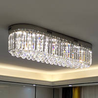 Lustre rectangulaire moderne en cristal pour salon et salle à manger, luminaires en boules de cristal, plafonnier dimmable, lustres de luxe