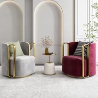 Fauteuil de loisirs moderne de luxe léger pour intérieur, avec pieds en acier inoxydable et tissu en velours, idéal pour chambre et appartement