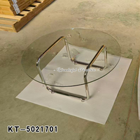 Italienischer Moderner Minimalistischer Couchtisch aus Gehärtetem Glas und Edelstahl, Rund und Kreativ