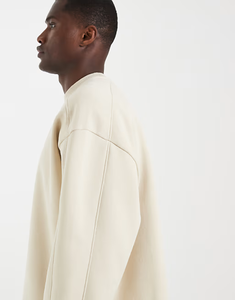 Felpe Oversize Personalizzate con Collo Tondo e Maniche Lunghe per Uomo, Taglie Grandi, in Bianco - Product Image 4