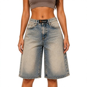 Shorts de Mezclilla Personalizados para Mujer al por Mayor, Shorts de Cintura Alta, Desgastados, Casuales, de Verano, de Algodón Elástico Premium - Product Image 1