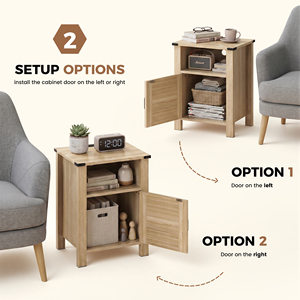 Mueble Auxiliar Moderno de Madera con 2 Cajones, Puerta Reversible, Orificio para Cables, Soporte Estable, para Apartamento, Dormitorio, Entrada - Product Image 2