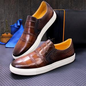Men's <b>Black</b> Low-top Flat Leather <b>Oxford</b> <b>Shoes</b> Sport -patterned Stone-patterned Cowhide Autumn Anti-Slippery Trendy - Product Image 1