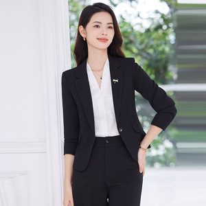 Women's Suit Set Polyester Blazer Pants Anti-Wrinkle Commute Wear - Product Image 3