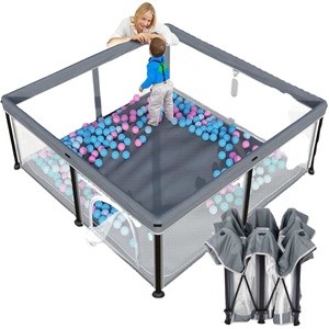 Corralito <span class=keywords><strong>Plegable</strong></span> de Fácil Montaje, Multiusos, Ahorra Espacio, Impermeable, Fácil de Limpiar, Metálico, para Bebés, 127x127cm, Seguro - Product Image 1