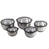 Lot de 5 bols à mélanger, bol à salade en acier inoxydable avec couvercle transparent