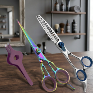 ASAP Eco-friendly Ultra-<b>Light</b> Fixed Finger Rest Right-Handed Long Handle <b>Dog</b> Hair Scissors 6.25" Convex Blade Shark Tooth Pet - Product Image 1