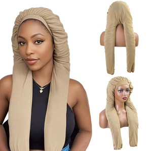 HZM-25594 カスタムロゴ入り高級大人用ロングヘア用スリーピングキャップ パンティストッキング付きボンネット（2本のチューブ付き）女性用伸縮性ターバン - Product Image 5