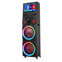 Système de sonorisation portable Bluetooth 12'' Woofer 100W avec 2 micros sans fil et lumières disco pour adultes