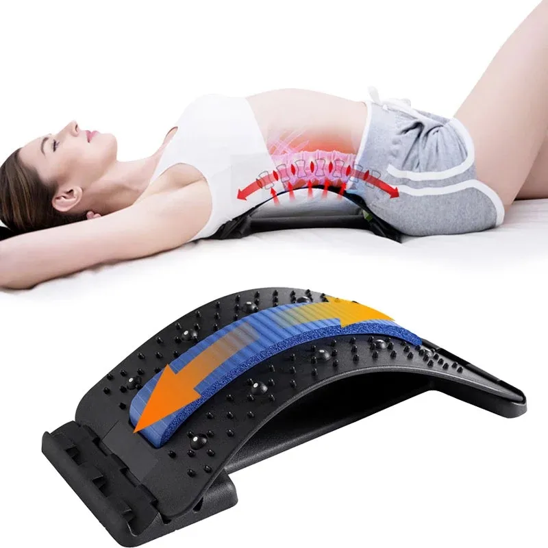 Adjustable Lumbar Support Back Stretcher Lower Back Orthopedic Pain Relief Device with Magnet 3 4 Level Back Stretcher Massage