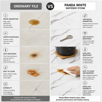 Dalle en pierre frittée Bold Panda White 1600x3200mm, aspect marbre noir et blanc à fort contraste, carrelage en porcelaine pour mur d'accentuation