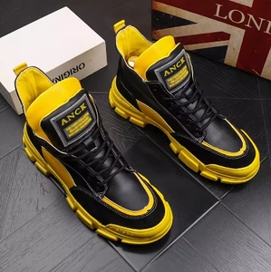 Chaussures montantes pour hommes et garçons, à semelle épaisse, style tendance et moderne, pour sports de plein air, loisirs, skateboard, petites chaussures blanches - Product Image 2