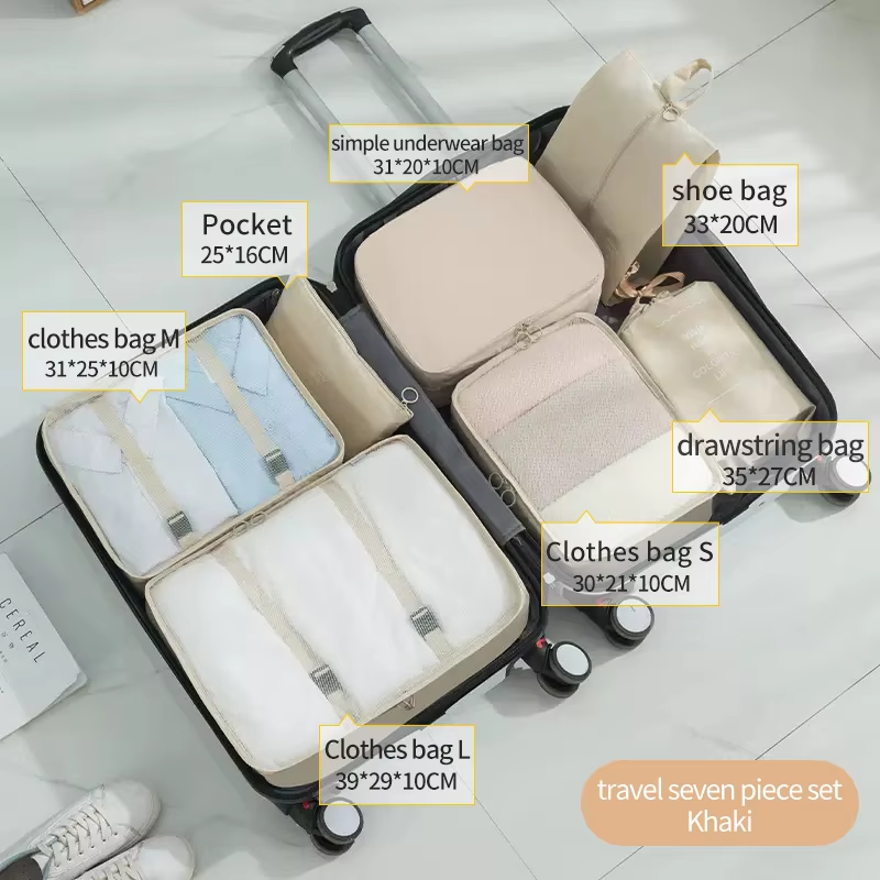 Ensemble de voyage kaki 7 pièces