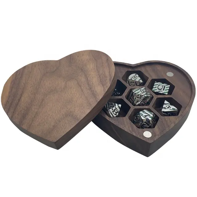 Kerker En Draak Accessoires Hout Borst Dobbelsteen Doos Hartvormig