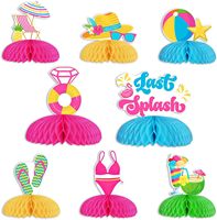 Decoraciones para Despedida de Soltera con Temática de Piscina, Centros de Mesa de Panal de Abeja 'Último Grito' y Decoración de Mesa Tropical para Suministros de Fiesta de Verano en la Playa