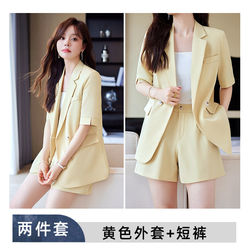 Two-piece set: yellow jacket and shorts