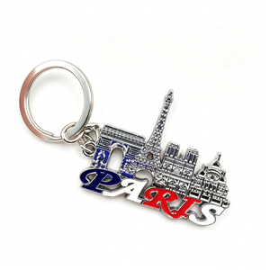 Porte-clés en alliage, souvenirs métalliques de lieux emblématiques du monde, cartes de villes, drapeaux de pays : Italie, <span class=keywords><strong>France</strong></span>, Royaume-Uni, États-Unis, Dubaï, Égypte - Vente en gros - Product Image 2