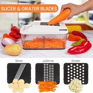 RUK 10-en-1 Pro <span class=keywords><strong>Hachoir</strong></span> à aliments Extra Large Coupe-légumes 6 lames 4 Spiraliseurs de légumes Outils multifonctionnels pour fruits et légumes - Product Image 4