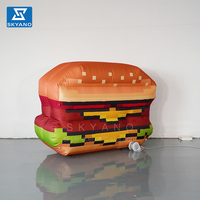 Ballon de modèle de Hamburger gonflable en mosaïque Ballon de modèle de Hamburger gonflable Ballon de modèle de dessin animé alimentaire personnalisé Mascotte