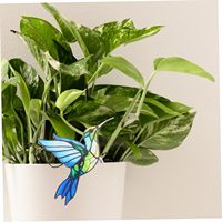 Piquet de jardinage double face en verre acrylique 2D imprimé UV et gravé au laser, motif colibri et plante, pour pot de fleurs