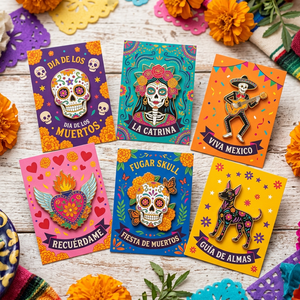 เข็มกลัดเคลือบอ่อนลายดอกไม้คาลาเวรา สำหรับรำลึกถึงวันแห่งความตายแบบเม็กซิกันดั้งเดิม ใช้สำหรับตกแต่งและเป็นของที่ระลึก - Product Image 1