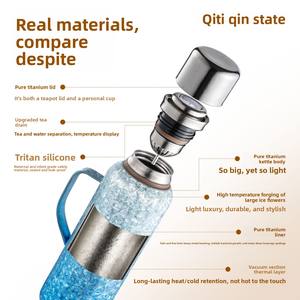 Bouteille isotherme QITI en titane pur avec poignée, garde les boissons chaudes/froides 24 heures, capacité de 800 ml, portable, idéale pour préparer du thé, pour une utilisation en extérieur et à la maison - Product Image 5