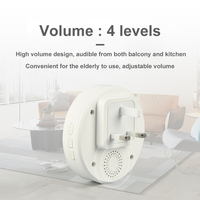 LUCKARM Sonnette sans fil noire étanche sans batterie avec sonnerie cinétique UK US EU Plug pour hôtels appartements et maisons