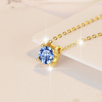 Bijoux classiques raffinés, plaqué or rose, argent sterling S925, pendentif en moissanite bleue 1Ct VVS1, collier pour mariage, cadeau pour femme