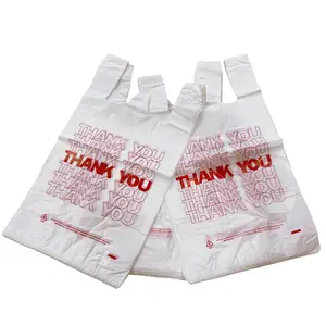Custom Heavy duty LDPE HDPE thank you vest carrier plastic bags T-shirt plastic bag for supermarket