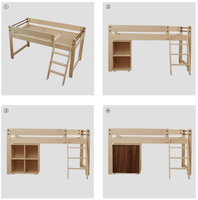 Cama Litera de Madera Maciza de Dos Niveles con Diseño Moderno para Niños, Combinación Multifuncional para Sala de Estar y Uso Escolar