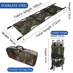Brancard pliable portable avec cadre en acier inoxydable, tissu Oxford, poignée en caoutchouc antidérapante et sacs de rangement pour <span class=keywords><strong>ambulance</strong></span> d'urgence - Product Image 4