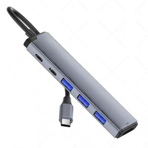 Hub USB-C <span class=keywords><strong>6</strong></span>-en-1 avec indicateur LED, <span class=keywords><strong>HDMI</strong></span> 2.0 4K60Hz, USB-C 3.0, charge PD 100W, <span class=keywords><strong>adaptateur</strong></span> multiport pour ordinateur portable, MacBook, <span class=keywords><strong>iPhone</strong></span> 17 - Product Image 1