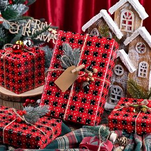 <b>Wrapping</b> <b>Paper</b> Roll 17in x 32.8ft Red Black Plaid <b>White</b> Star Double Side Recyclable Gift Craft Christmas Birthday Party Holiday - Product Image 6
