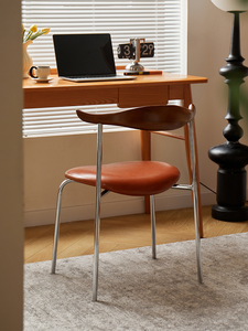 Nordic Modern Home Dining Chair Stackable Solid Wood Backrest Metal Legs Designer <strong>Crocus</strong> Casual Makeup Chair Cafe - Product Image 2