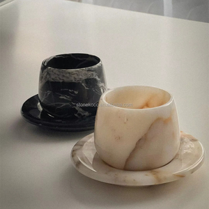 STONEKOCC Juego de Tazas y Bandeja de Mármol Natural Calacatta <span class=keywords><strong>Viola</strong></span> Glod, Taza Pequeña para Café, Té y Espresso, Diseño Minimalista - Product Image 3