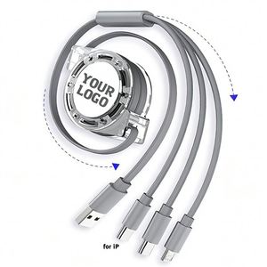 Wholesale Promo Gift Custom Logo <b>Printed</b> 3In1 Retractable <b>Usb</b> Fast Micro 1M Multi Charging Phone Charger <b>Cable</b> - Product Image 1