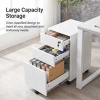 Meuble de rangement de bureau mobile en acier moderne à 3 tiroirs avec serrure de sécurité, sur roulettes, écologique et durable pour le bureau à domicile